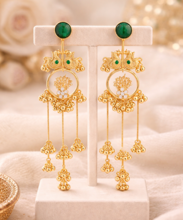 Zari Chand Drops- Green