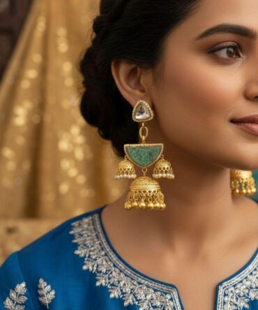 Teen-Gher Jhumka - Green