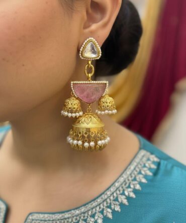 Teen-Gher Jhumka - Pink