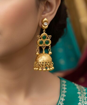 Trinity Jhumkas - Green